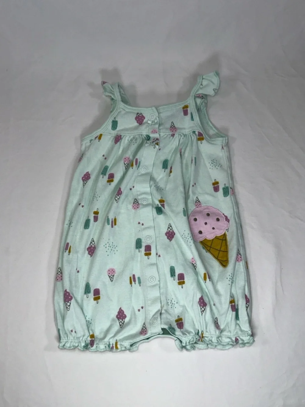 Carters Child of Mine Baby Girl Romper Ice Cream Print Mint Green Size 24M